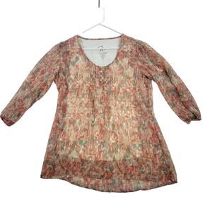 Miracle Body by Miracle Suit Tunic Inner Support Liner 3/4 Sleeves Floral Small